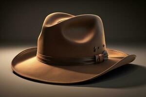 bruin cowboy hoed Aan een donker achtergrond. generatief ai foto