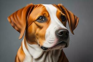 portret van een schattig hond Aan een kleurrijk achtergrond. studio schot. ai generatief foto