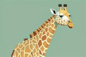 giraffe geïsoleerd Aan groen achtergrond. tekenfilm stijl. vector illustratie. ai generatief foto