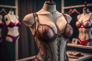 sensueel lingerie Aan een mannequin. ai generatief foto