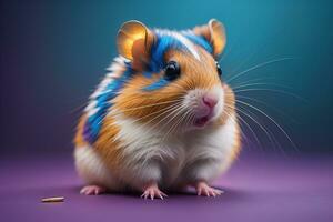 hamster Aan een solide kleur achtergrond. detailopname van een hamster. ai generatief foto