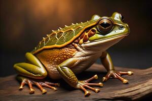 Europese boom kikker, hyla arborea geïsoleerd Aan solide kleur achtergrond. ai generatief foto