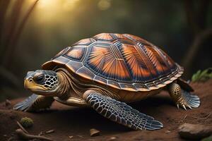 een zee schildpad geïsoleerd Aan solide kleur achtergrond. ai generatief foto