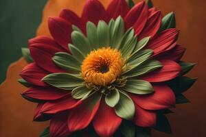 boeket van kleurrijk bloem Aan een solide kleur achtergrond, dichtbij omhoog. ai generatief foto