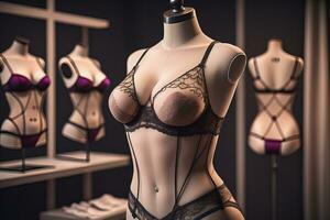 sensueel lingerie Aan een mannequin. ai generatief foto