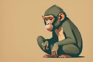 vector illustratie van een aap. tekenfilm stijl. ai generatief foto