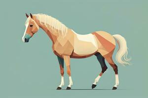 bruin en wit paard staan. vector illustratie. ai generatief foto