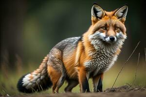 portret van een rood vos, vulpes vulpen. ai generatief foto