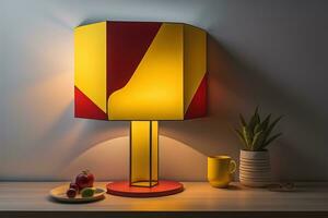 een modern lamp Aan een solide kleur achtergrond. ai generatief foto