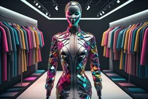 futuristische mode mannequin in de op te slaan. ai generatief foto