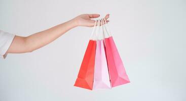 vrouw Holding boodschappen doen zak foto