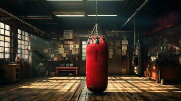 boksen zak charme in de oud gymnasium. generatief ai foto