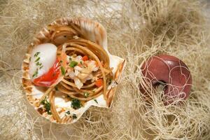 spaghetti met sint-jakobsschelpen foto