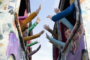 de papier-maché maskers van de viareggio carnaval foto