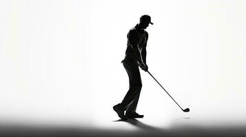 studio silhouet van een golfspeler foto