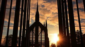 Coventry kathedraal geschetst tegen de lucht foto