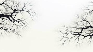 boom takken in silhouet Aan een wit backdrop foto