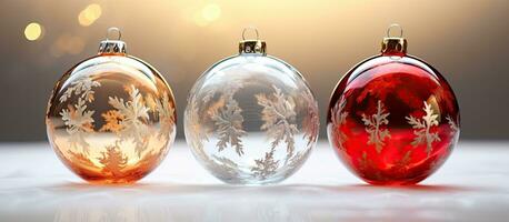 drie glas Kerstmis ornamenten foto