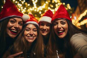 groep van vrienden vieren nieuw jaar vooravond foto