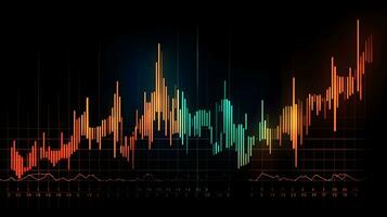 bedrijf toekomst technologie markt economisch investering en geld concept achtergrond of achtergrond. gemeenschappelijk forex en gemeengoed uitwisseling met kleurrijk grafiek koppel. ai gegenereerd. foto