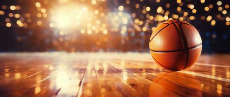 basketbal bal achtergrond met licht. foto