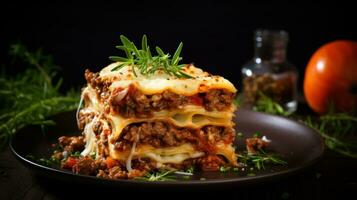 Italiaans lasagne met bolognese saus foto