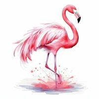 waterverf roze flamingo geïsoleerd foto