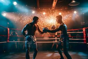 visie van een boksen bij elkaar passen in de ring ,generatief ai foto