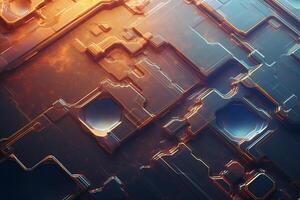 abstract achtergrond met metalen texturen en holografisch, sci-fi illustraties generatief ai foto