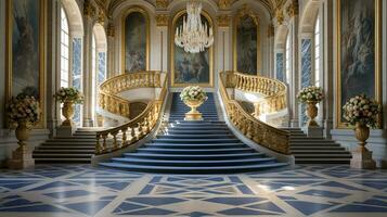 foto van de kamer met de interieur ontwerp van de paleis van versaille, Frankrijk. generatief ai