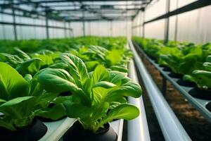 selectief focus van vers biologisch groente gegroeid gebruik makend van hydrocultuur boerderij. ai gegenereerd. foto