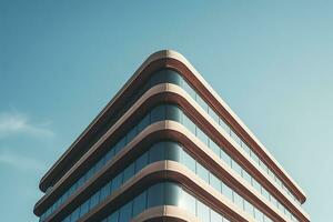 uniek laag hoek gebouw perspectief van modern gebouw facade. ai gegenereerd. foto