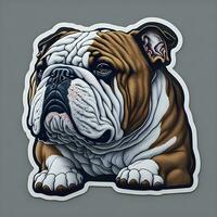 Engels bulldog sticker, tekenfilm met duidelijk achtergrond foto