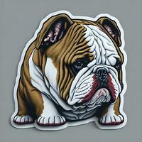 Engels bulldog sticker, tekenfilm met duidelijk achtergrond foto