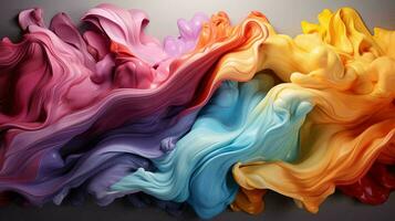 abstract veelkleurig kleur golven van verven en lijnen licht luchtig stoffen achtergrond. ai gegenereerd foto