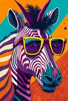 een gedetailleerd illustratie van een kleurrijk zebra voor t overhemd en mode ontwerp foto