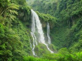 waterval in de oerwoud ai gegenereerd foto