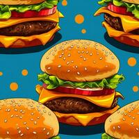 hamburger naadloos patroon. genereren ai foto