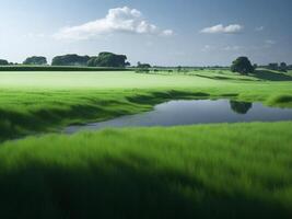 groen gras in de zon ai gegenereerd foto