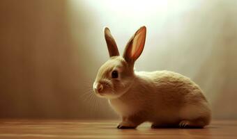 schattig konijn konijn Aan vloer. foto