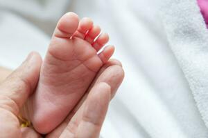 voeten van pasgeboren baby's foto