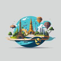 wijnoogst illustratie wereld reizen ontwerp elementen voor bedrijf, geïsoleerd illustratie wijnoogst hand- getrokken ontwerp, zomer ontwerp, globaal planeet wereld reis ontwerp foto