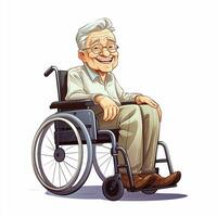 ouderen Mens in rolstoel. tekenfilm stijl foto