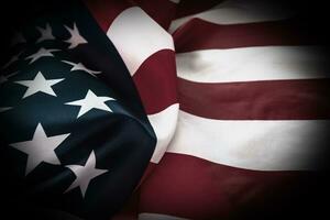 detailopname Amerikaans vlag, Verenigde Staten van Amerika vlag achtergrond met kopiëren ruimte. top visie foto