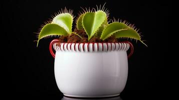 foto van Venus flytrap bloem in pot geïsoleerd Aan wit achtergrond. generatief ai