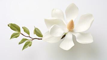 foto van mooi magnolia bloem geïsoleerd Aan wit achtergrond. generatief ai