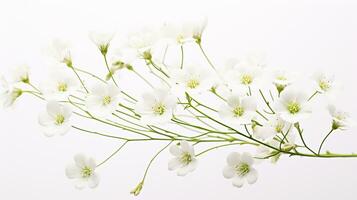 foto van mooi gypsophila bloem geïsoleerd Aan wit achtergrond. generatief ai