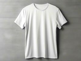 mannetje t-shirt model, te groot wit t-shirt generatief ai foto