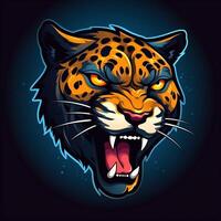 jaguar hoofd mascotte esport logo vector illustratie met geïsoleerd achtergrond generatief ai foto