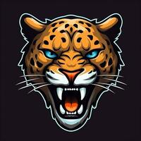 jaguar hoofd mascotte esport logo vector illustratie met geïsoleerd achtergrond generatief ai foto